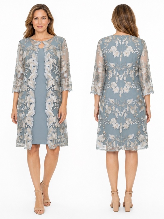 Alex Evenings Dresses & Skirts - Alex Evenings - Embroidered Lace Mock Jacket Cocktail Dress